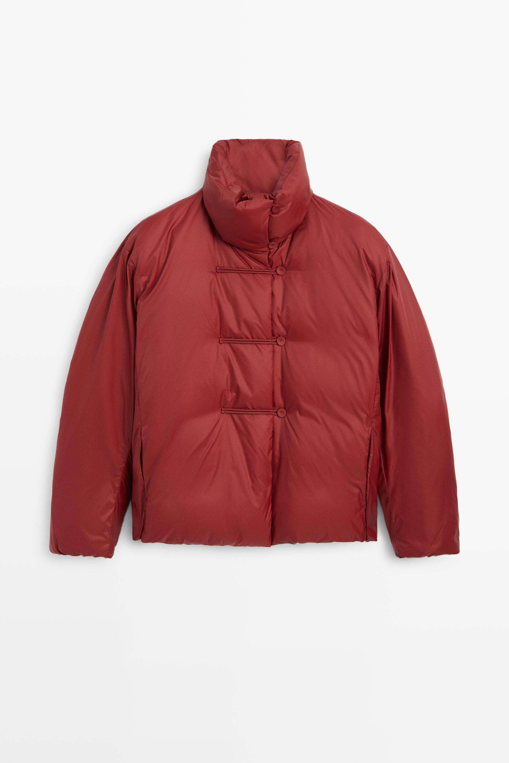 Down jacket with toggle detail - Dark red | ZARA United States