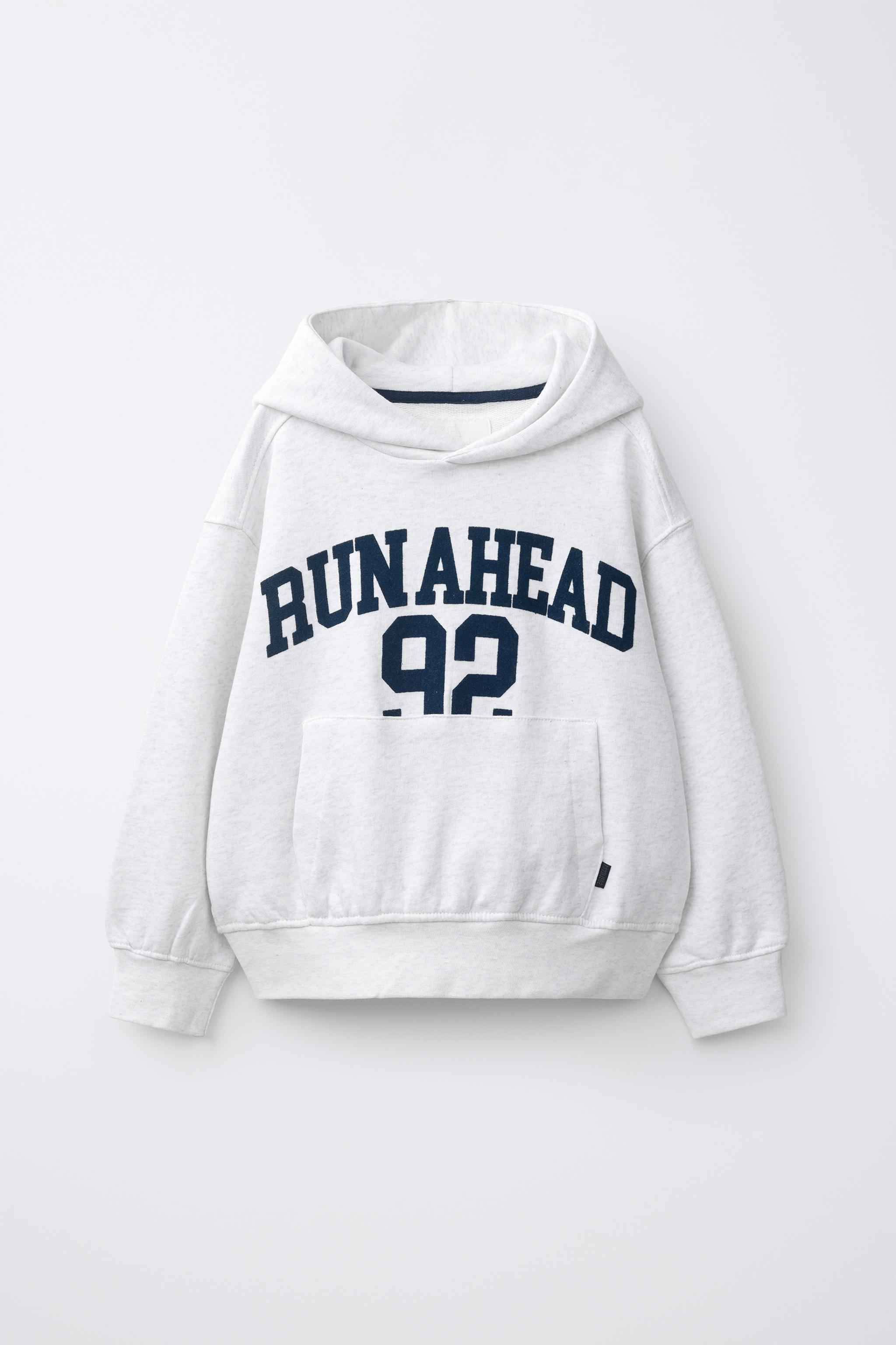 TEXT PRINT JOGGING HOODIE — Pearl gray (alternate view)