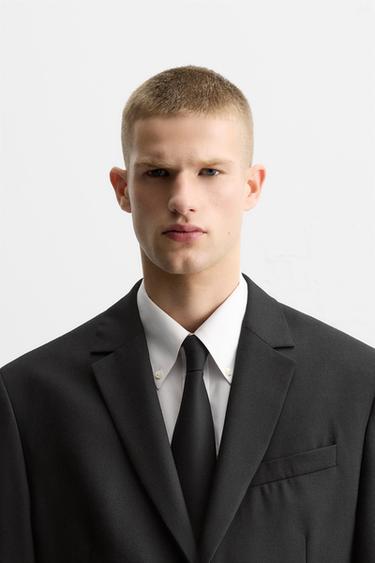 TEXTURED 100% WOOL TIE - Black by Zara - Image 0