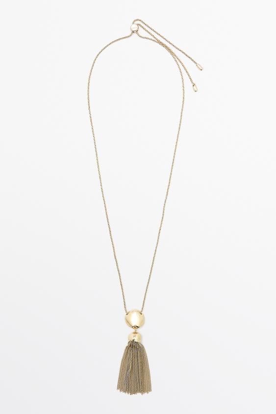 Zara Long irregular tassel necklace - Golden - Image 0