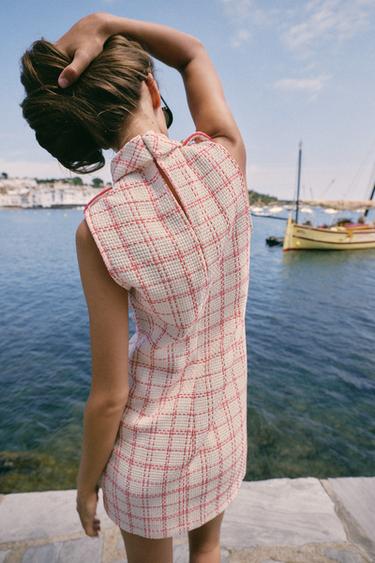 ROBE COURTE STRUCTURÉE - Blanc / Rose de Zara - Image 3