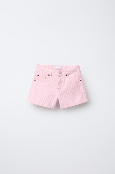 BERMUDA EN DENIM RAYURES - Rose de Zara