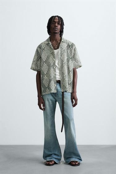 CROCHET TEXTURED SHIRT - Green by Zara
