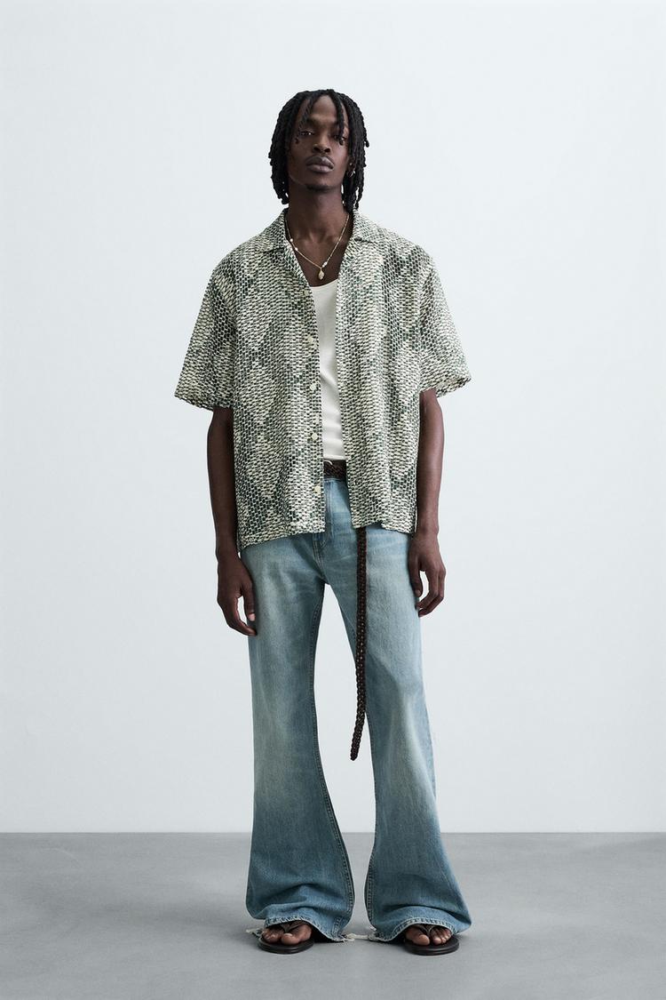 Camisetas Camisa Verde Hombre Zara Zara Basic Camisas Slim Fit