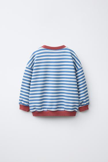 SWEAT À RAYURES EN CONTRASTE - Bleu / Blanc de Zara - Image 1