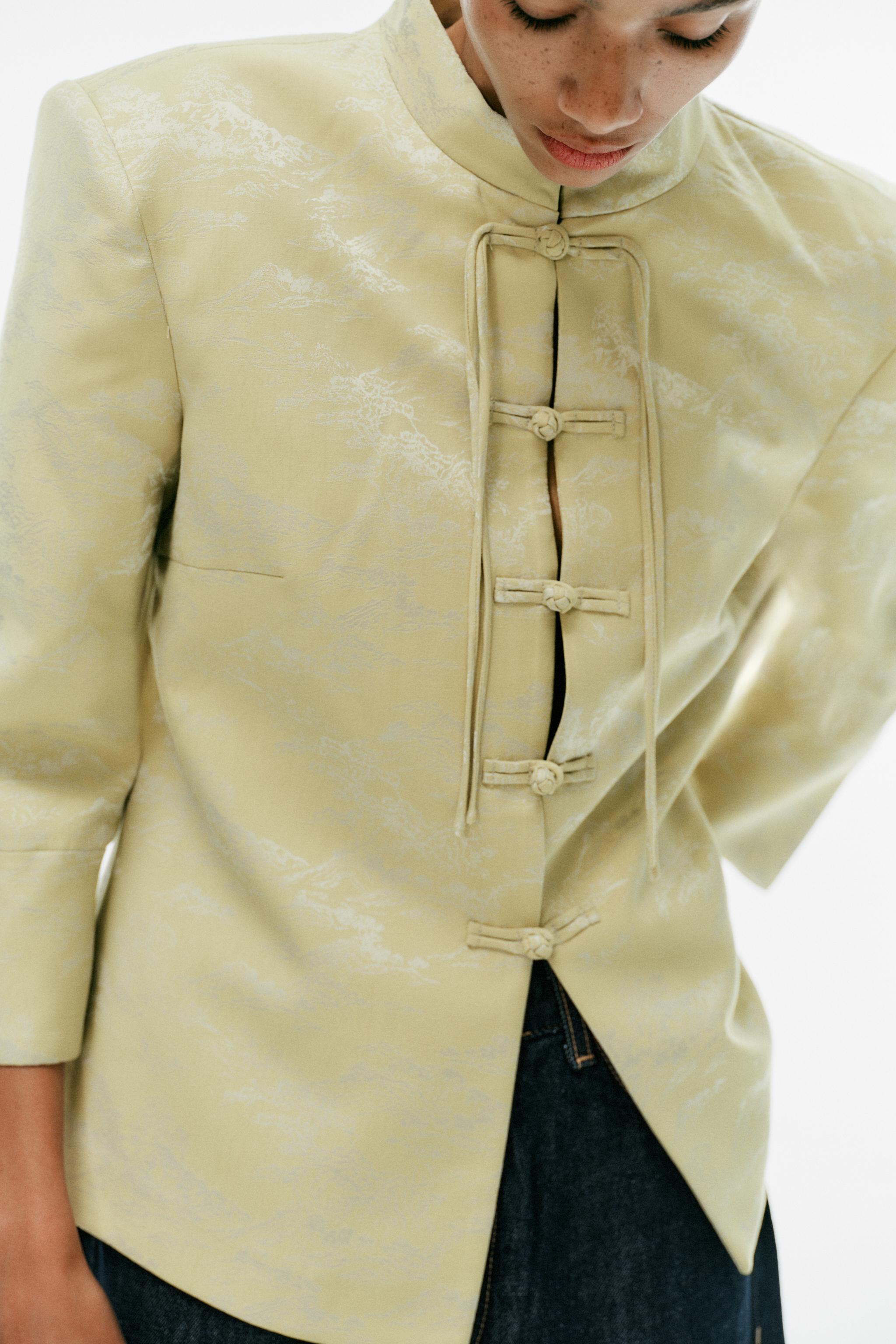 Женские пиджаки Zara JACQUARD FROG FASTENING BLAZER — фото 2