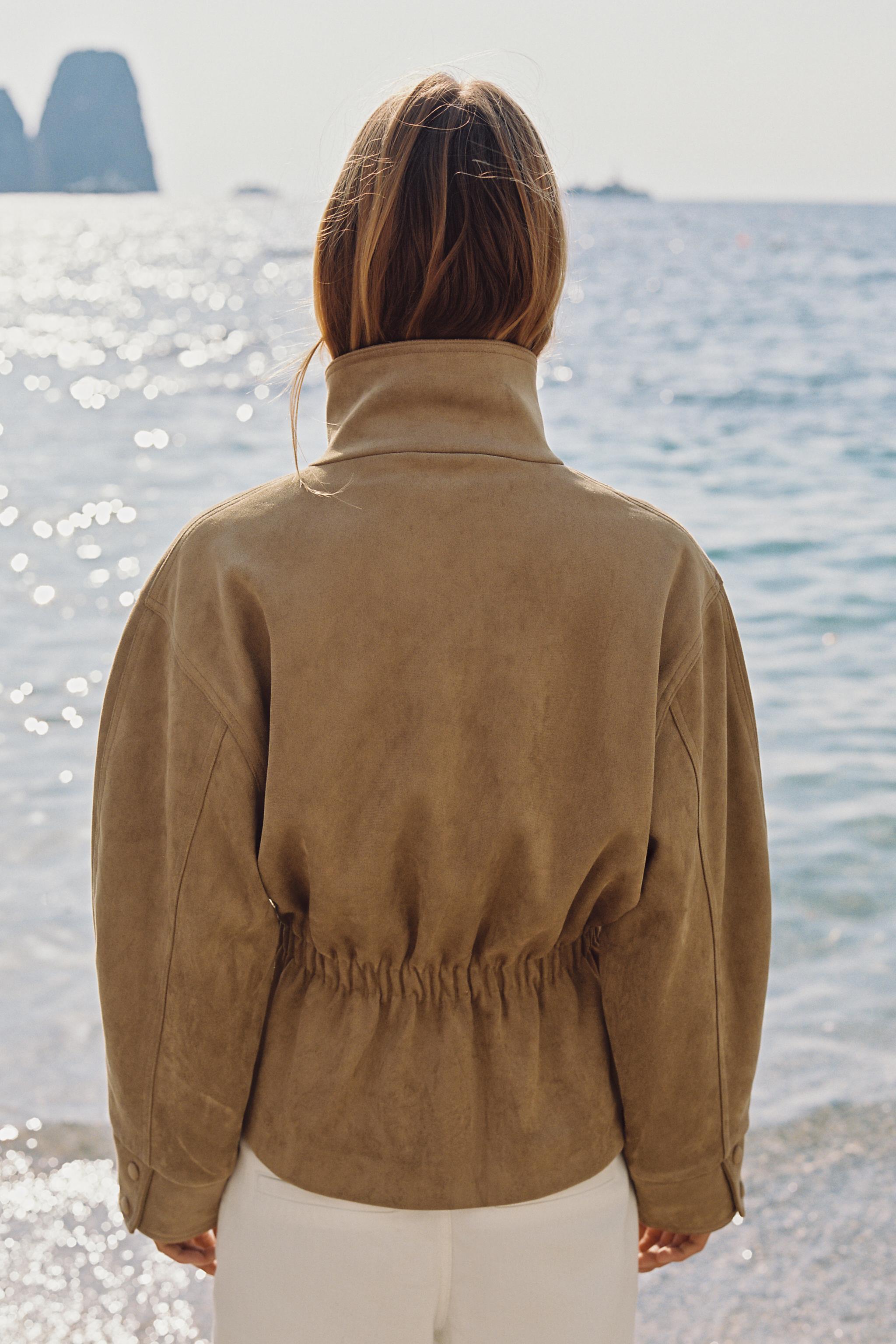 VESTE EFFET DAIM AVEC CEINTURE