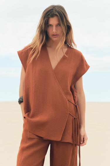 KIMONO WAISTCOAT - Russet by Zara