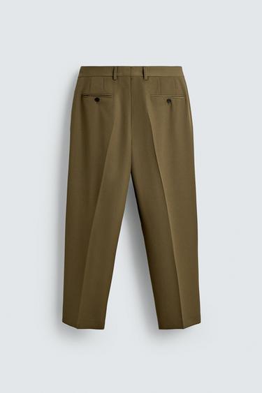 LIMITED EDITION SUIT TROUSERS WITH PLEATS - Dark olive by Zara - Image 7