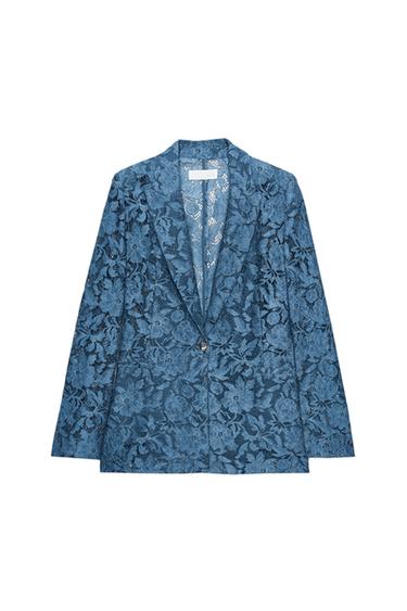 Zara LACE BLAZER - Blue