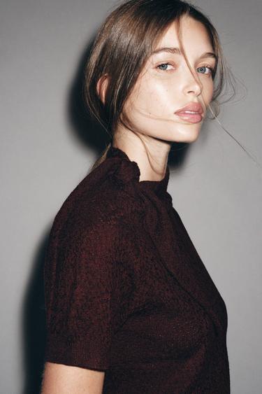 KNOTTED KNIT TOP - Burgundy by Zara - Image 1