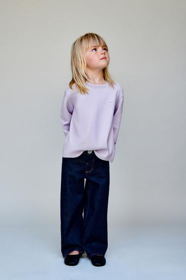 CAMISETA BÁSICA CORAZÓN BORDADO - Lila claro de Zara