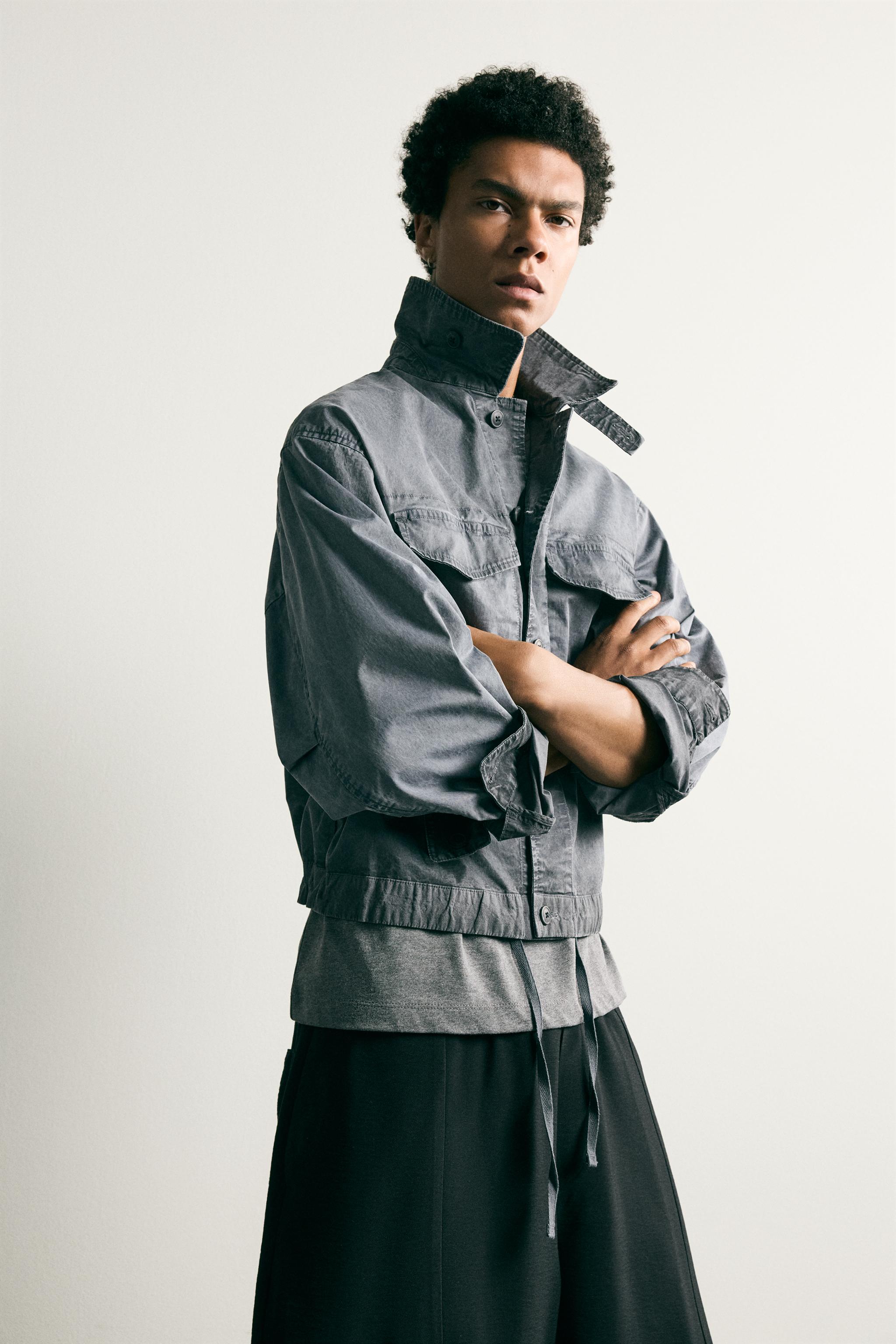 WASHED EFFECT CROPPED JACKET