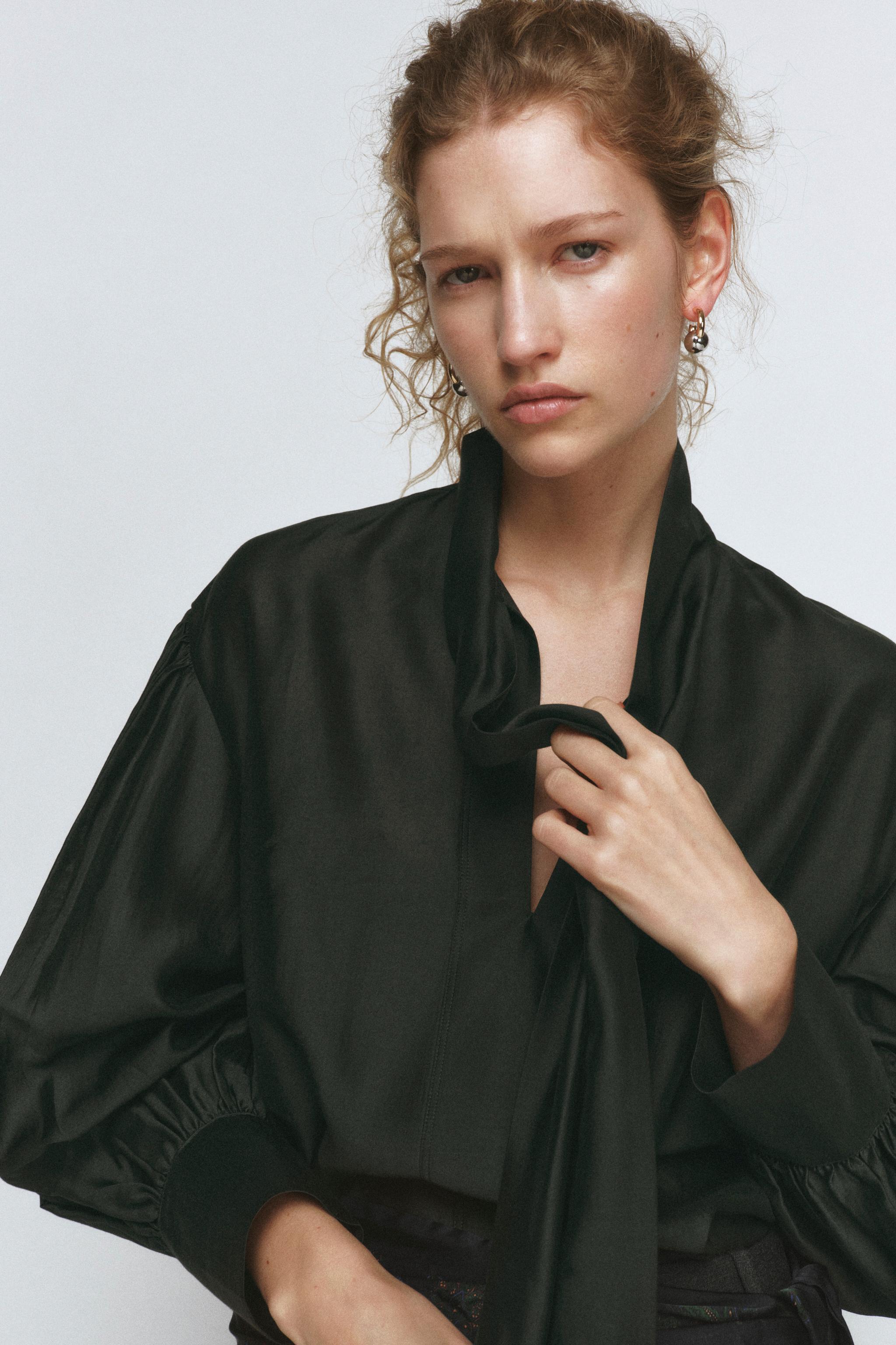 SATIN EFFECT SHIRT WITH TIES ZW COLLECTION