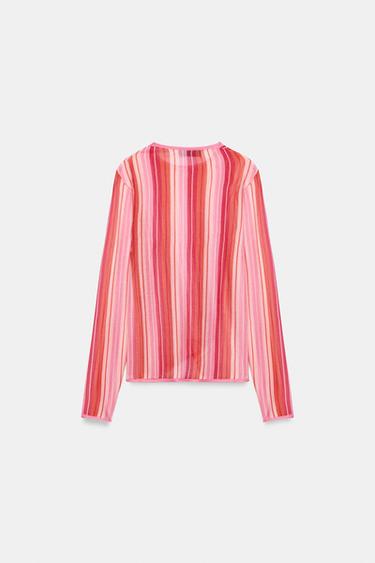 FINE KNIT STRIPED JUMPER - Red / White by Zara - Image 4