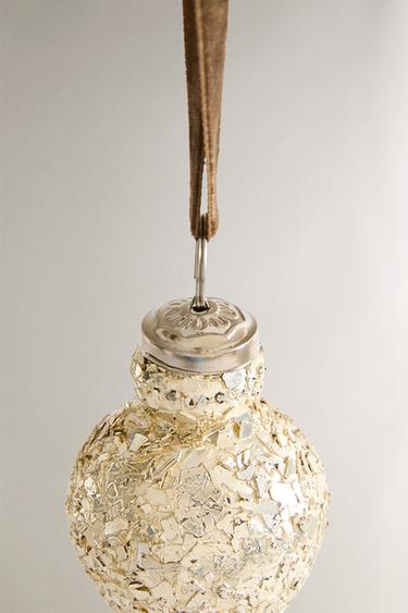 CRACKLED CHRISTMAS TREE BAUBLE - Silver by Zara - Image 2