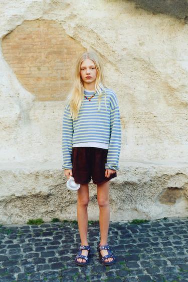 100% LINEN ELASTICATED BERMUDA SHORTS - Brown by Zara