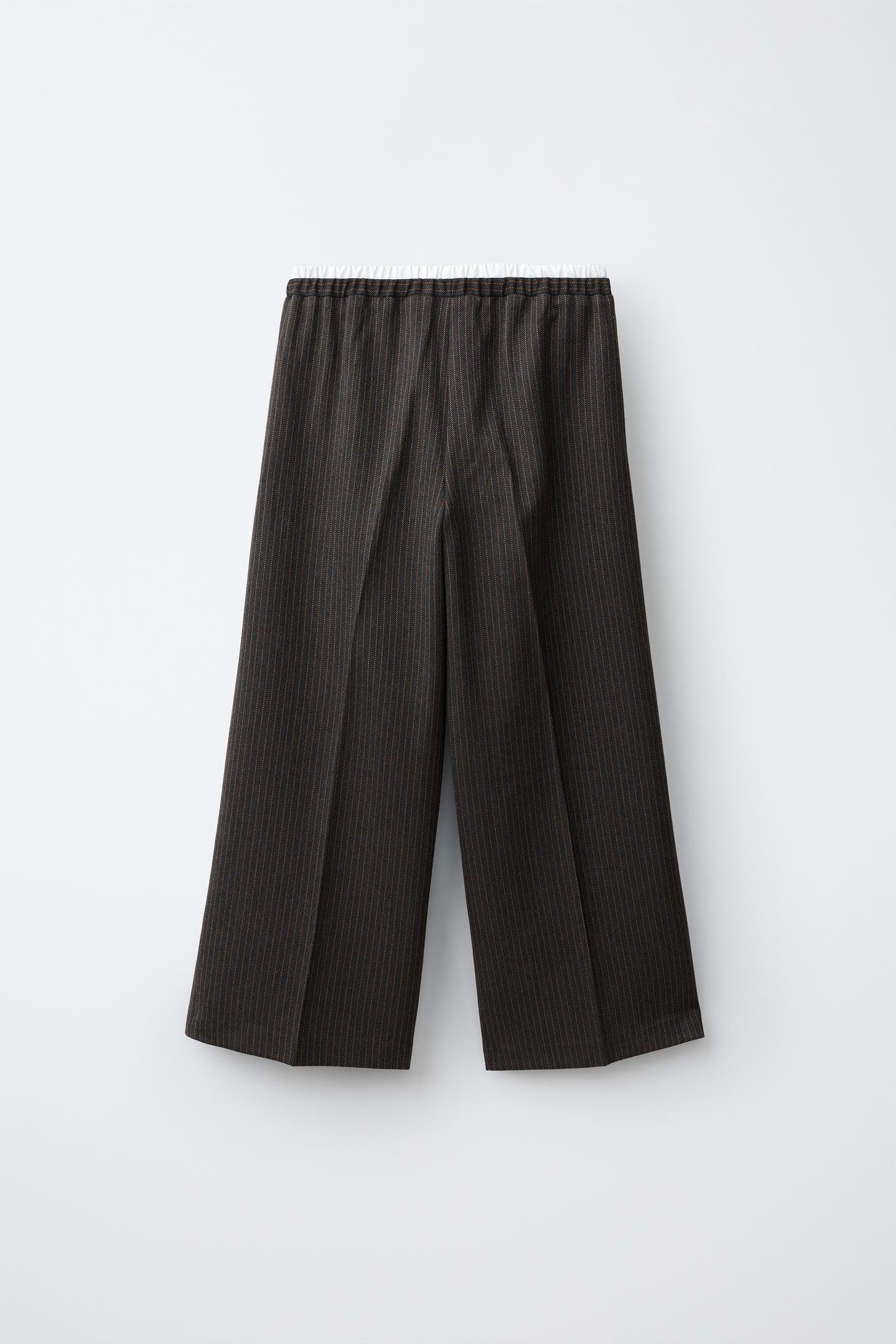 Детские брюки Zara Striped Wide-Leg Pants with Double Waistband, цвет: Тёмный серый — фото 2