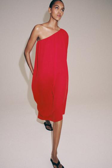 ASYMMETRIC KNIT DRESS - Red by Zara - Image 1