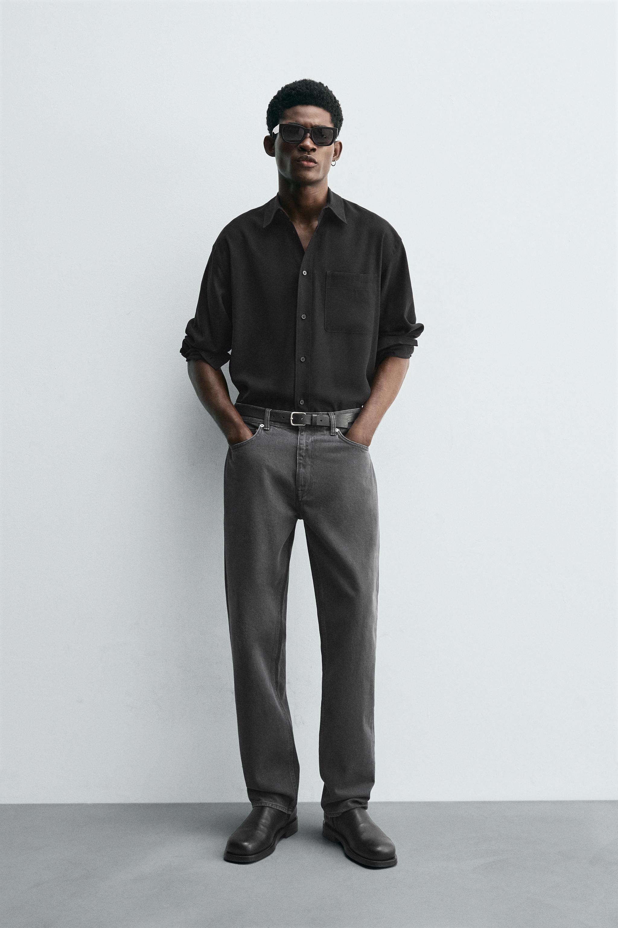 RELAXED STRAIGHT FIT JEANS - Mid-gray | ZARA Canada