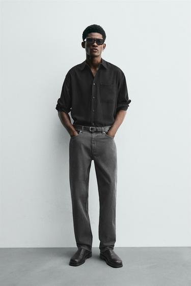 JEANS RELAXED STRAIGHT FIT - Gri e mesme nga Zara - Imazh 0