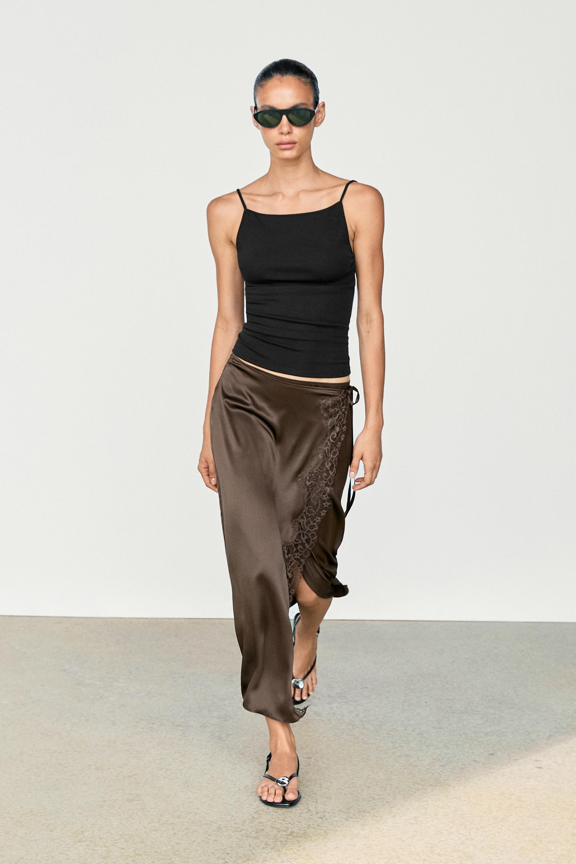 100% silk lace-detail pareo skirt