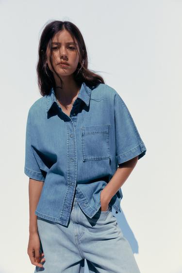 TRF DENIM SHIRT - Blue by Zara - Image 3