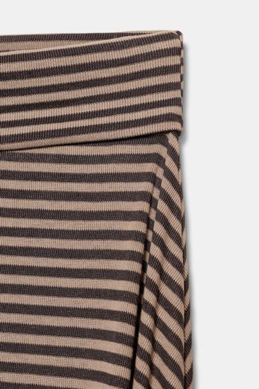 JUPE ASYMÉTRIQUE À RAYURES - Marron / Écru de Zara - Image 9