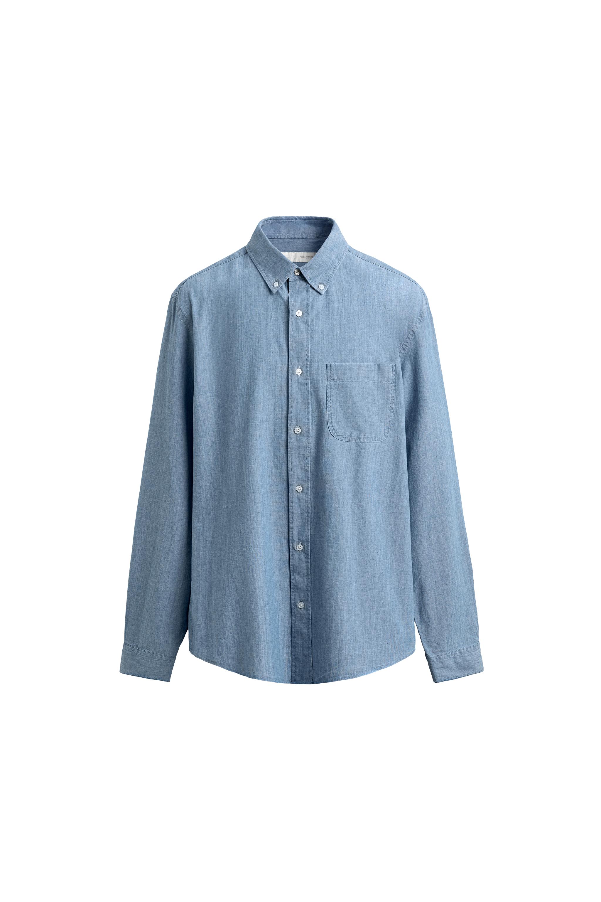 REGULAR FIT CHAMBRAY SHIRT - Indigo | ZARA Singapore