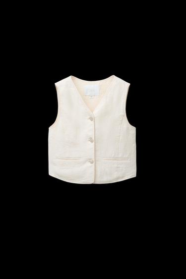 CHALECO 100% LINO - Cremefarben von Zara - Bild 0