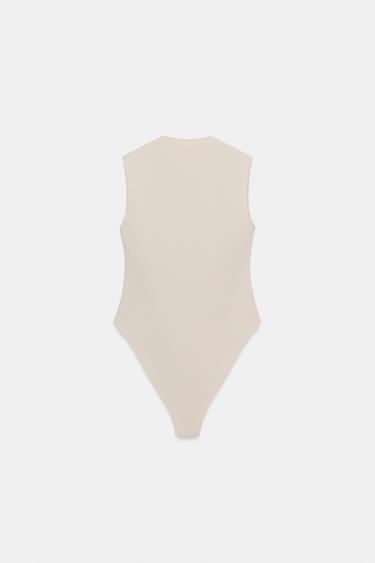 STRETCH SQUARE NECK BODYSUIT - Ecru by Zara - Image 5