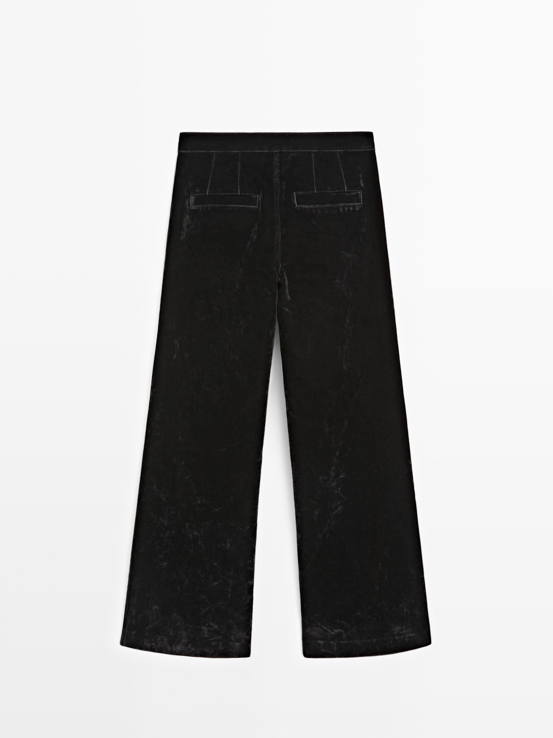 Flare fit high-waist flocked jeans