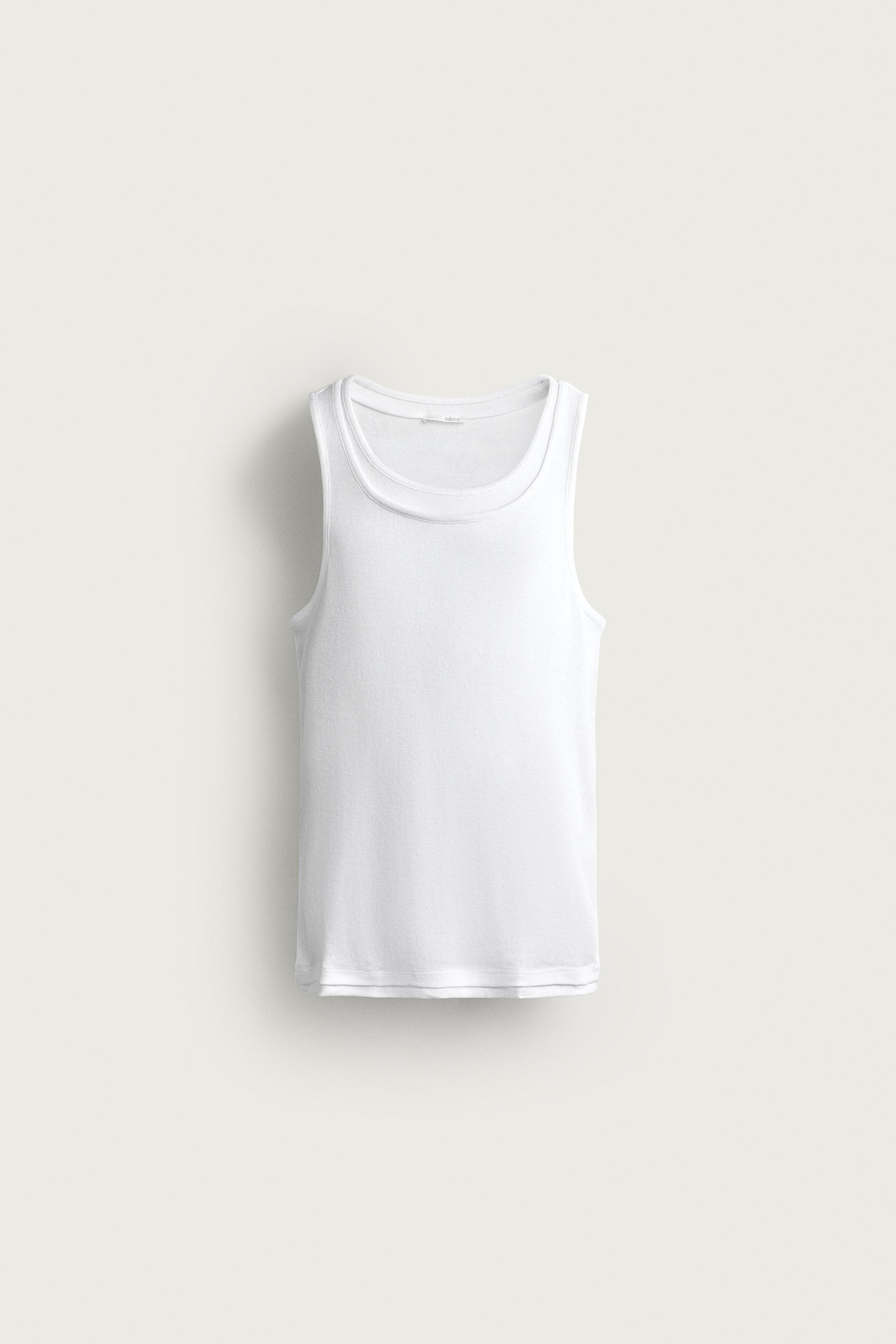 DOUBLE EFFECT TANK TOP — white