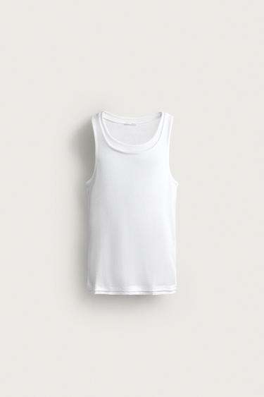DOUBLE-TRIM TANK TOP - white by Zara