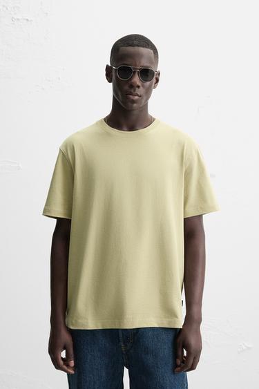 COTTON - HEMP T-SHIRT - Mid-green by Zara