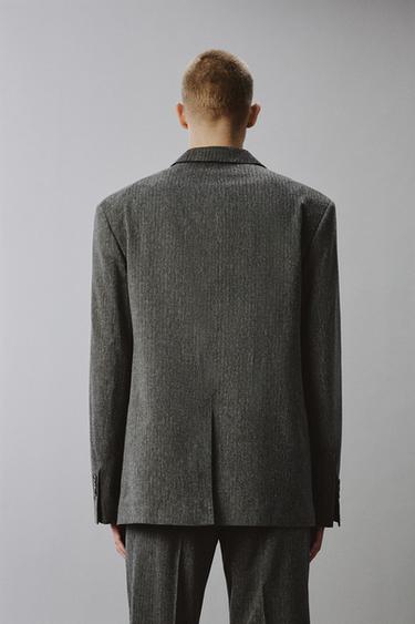 DOUBLE-BREASTED PINSTRIPE SUIT BLAZER - Grey by Zara - Image 2