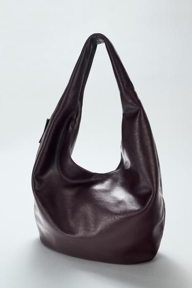 MAXI BUCKET BAG WITH SIDE ZIP - Burgundy Red by Zara