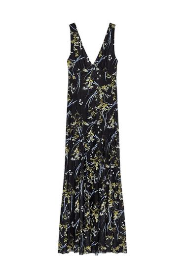 LONG FLORAL TULLE DRESS