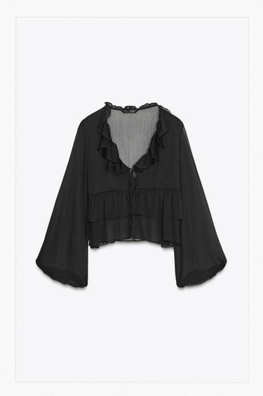RUFFLED SHIRT - Black by Zara