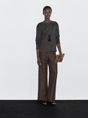 Zara 100% cotton long sleeve T-shirt - Anthracite grey