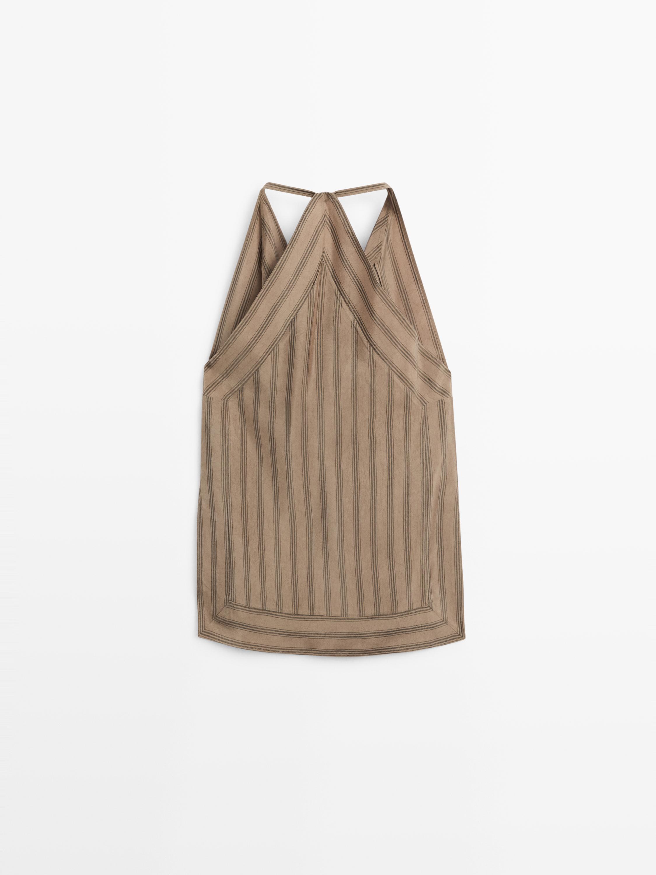 Striped top with cowl neckline