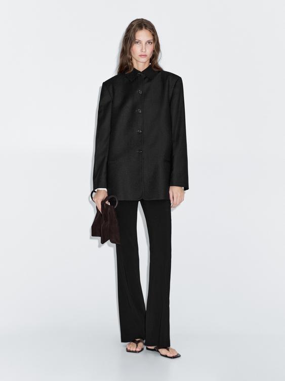 Contrast collar short coat