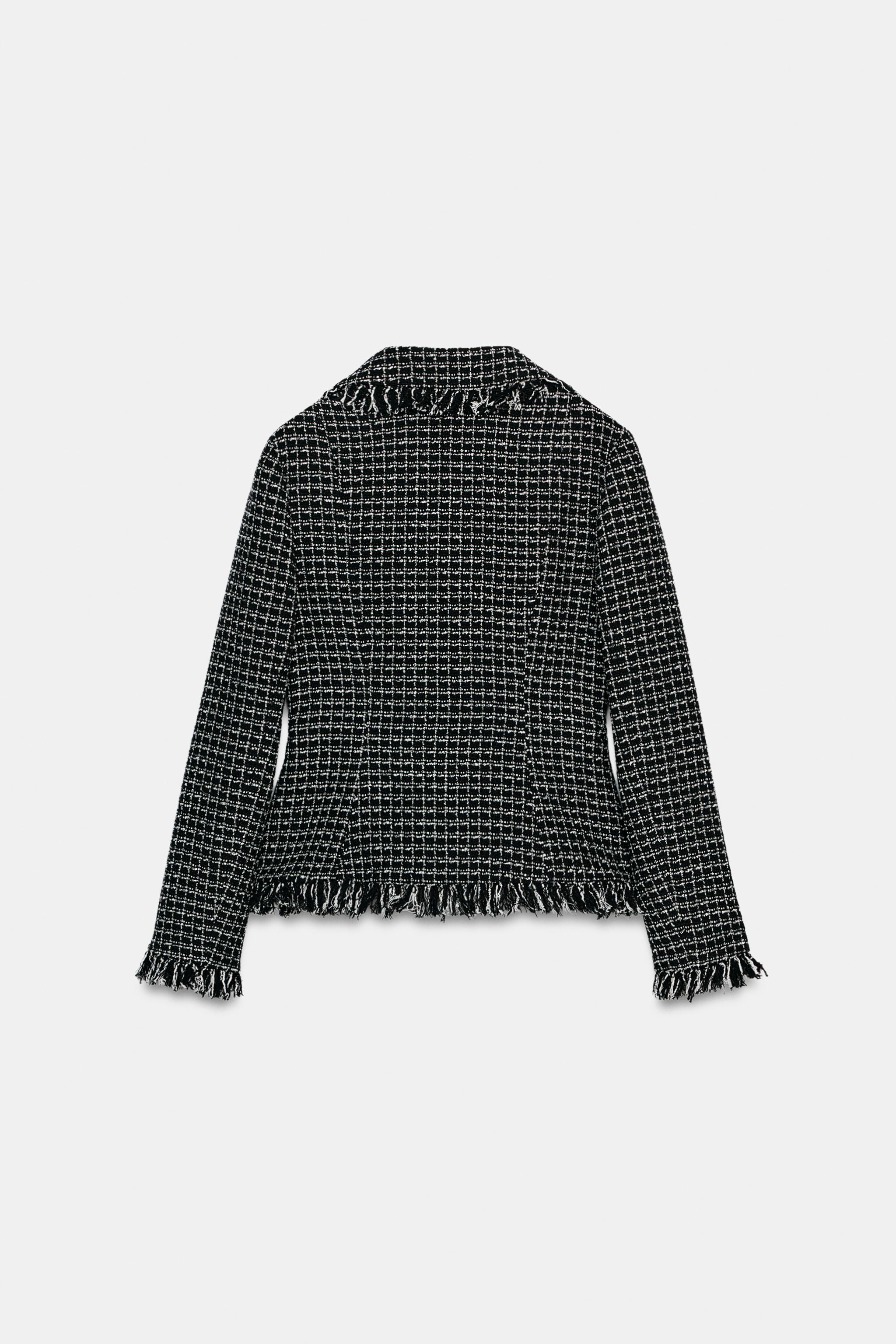 Zara STRUCTURED FRAYED BLAZER — фото 8