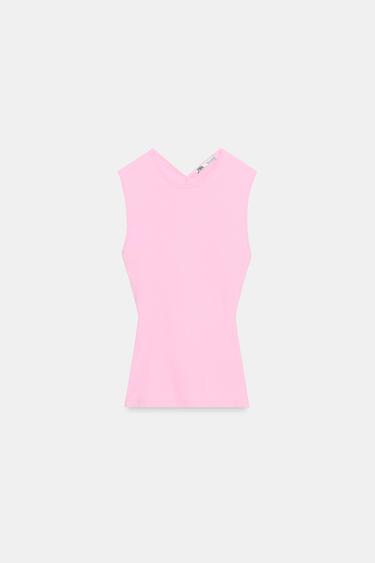 Zara OPEN BACK T-SHIRT - Pink