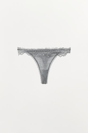 POINTELLE LACE BRIEFS - Grey marl by Zara