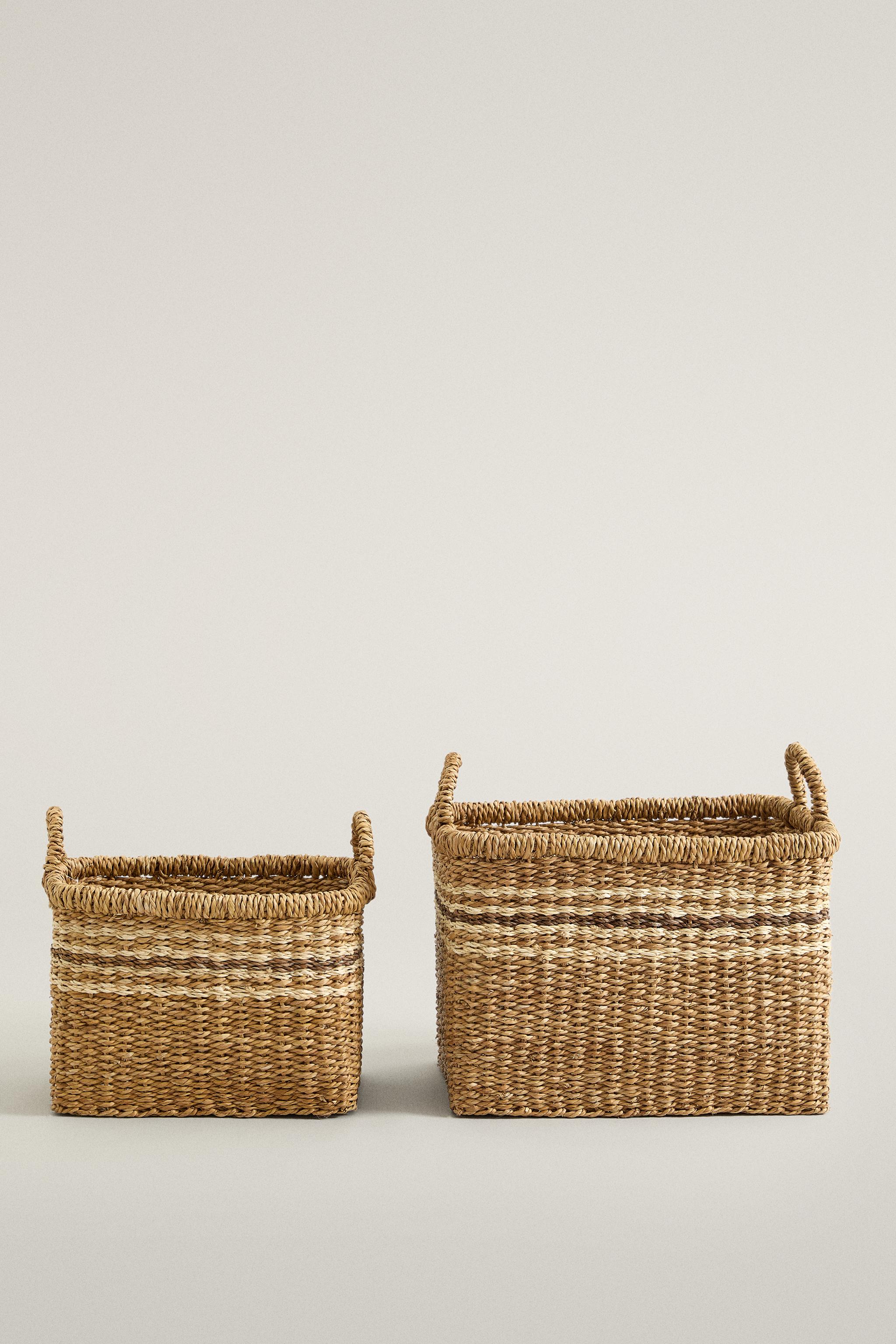 RECTANGULAR STRIPED BASKET