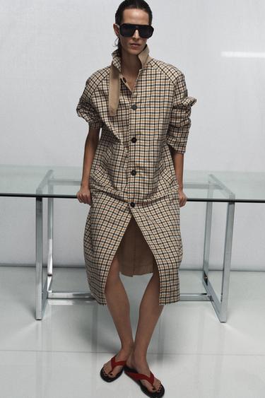ZW COLLECTION REVERSIBLE CHECKS TRENCH COAT - Beige-brown by Zara - Image 3