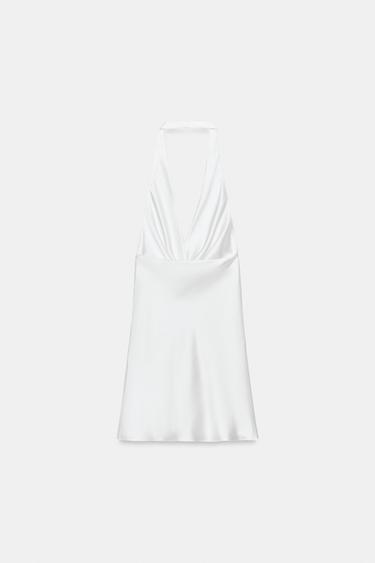 MINI SATIN DRESS WITH SASH - White by Zara - Image 6