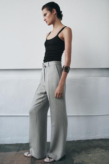 ZW COLLECTION FLARE TEXTURED TROUSERS - Grey by Zara - Image 5