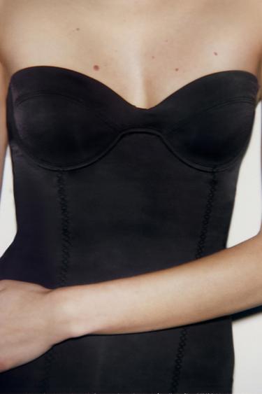 POLYAMIDE BLEND BODYSUIT WITH LACE TRIM - Black by Zara